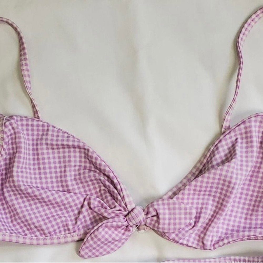 J Crew gigham lavendar swim top S bikini